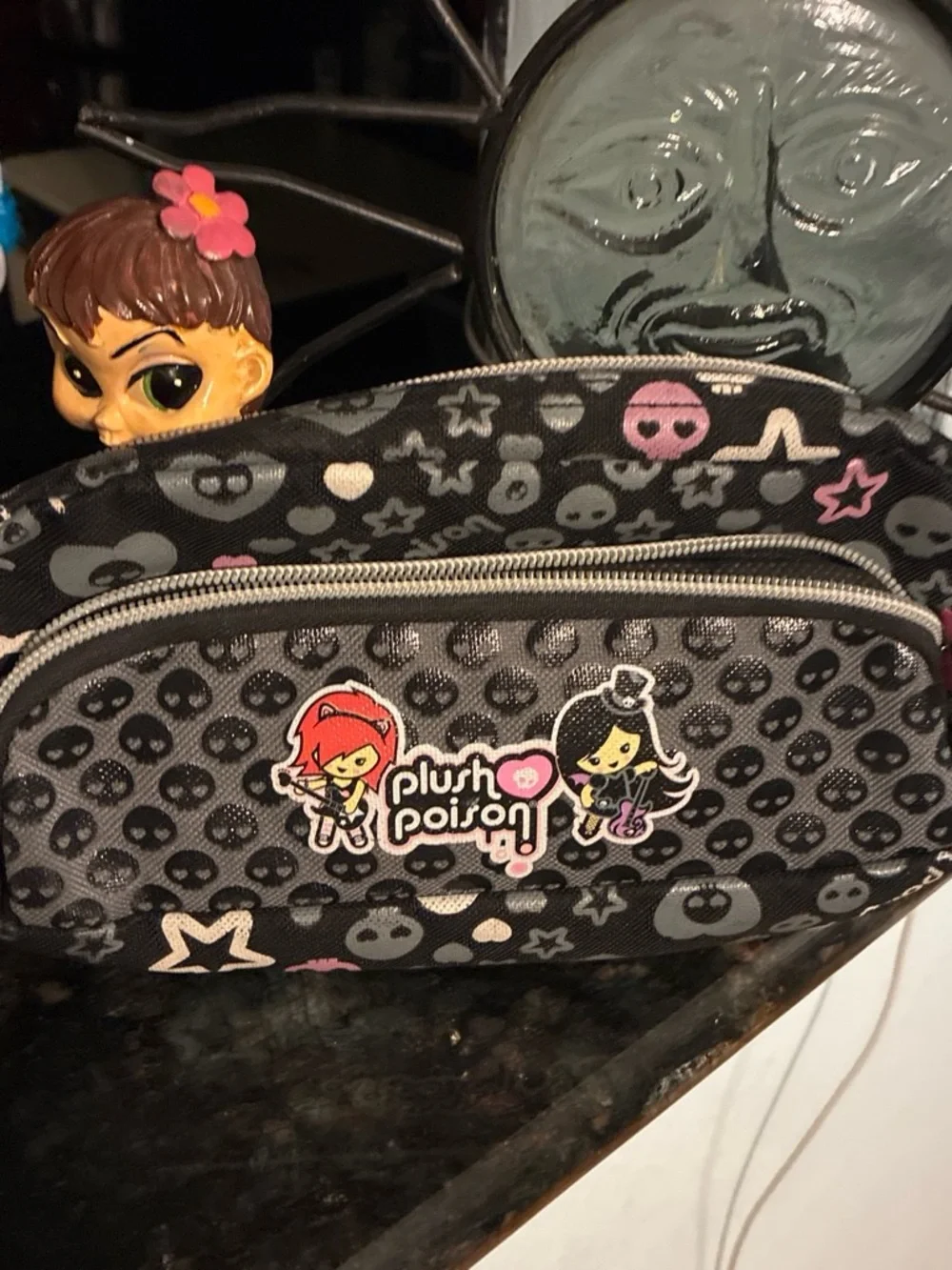 Plush poison skull star pattern Travel Pouch/pencil case/cosmetic bag